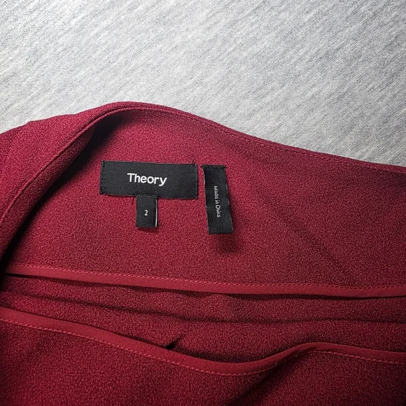 Theory Sintsi One Shoulder Crimson Asymetrical Dress Size 2 - Picture 2 of 6